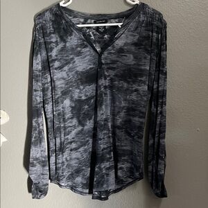 Calvin Klein Black and Gray Long Sleeve Top Sz M